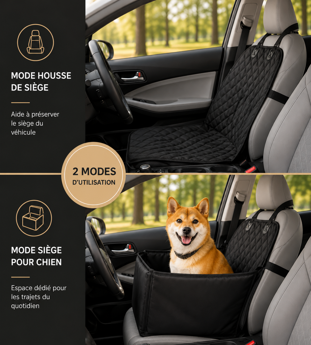 Siège Auto 2-en-1 pour Chien