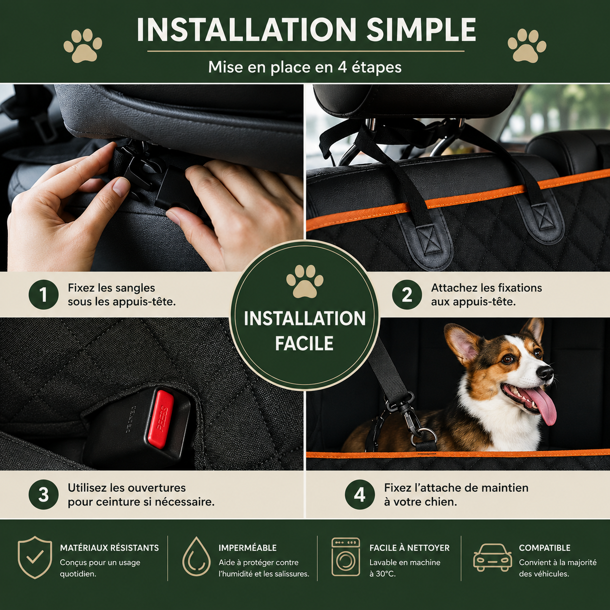 Hamac Auto Intégral pour Chien