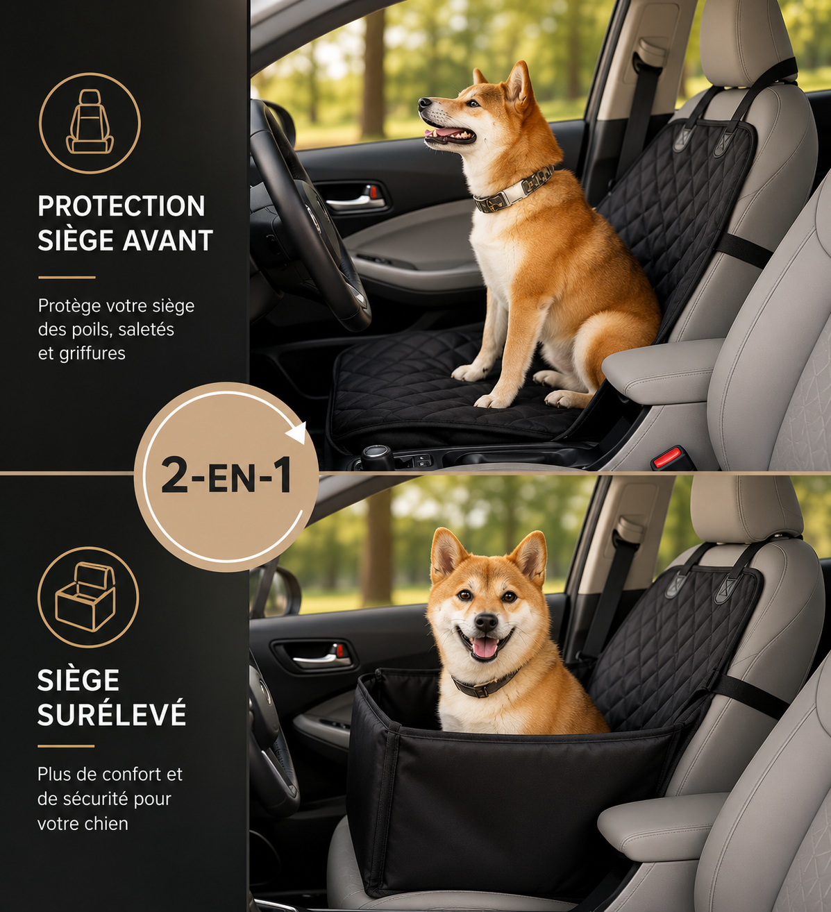 Siège Auto 2-en-1 pour Chien