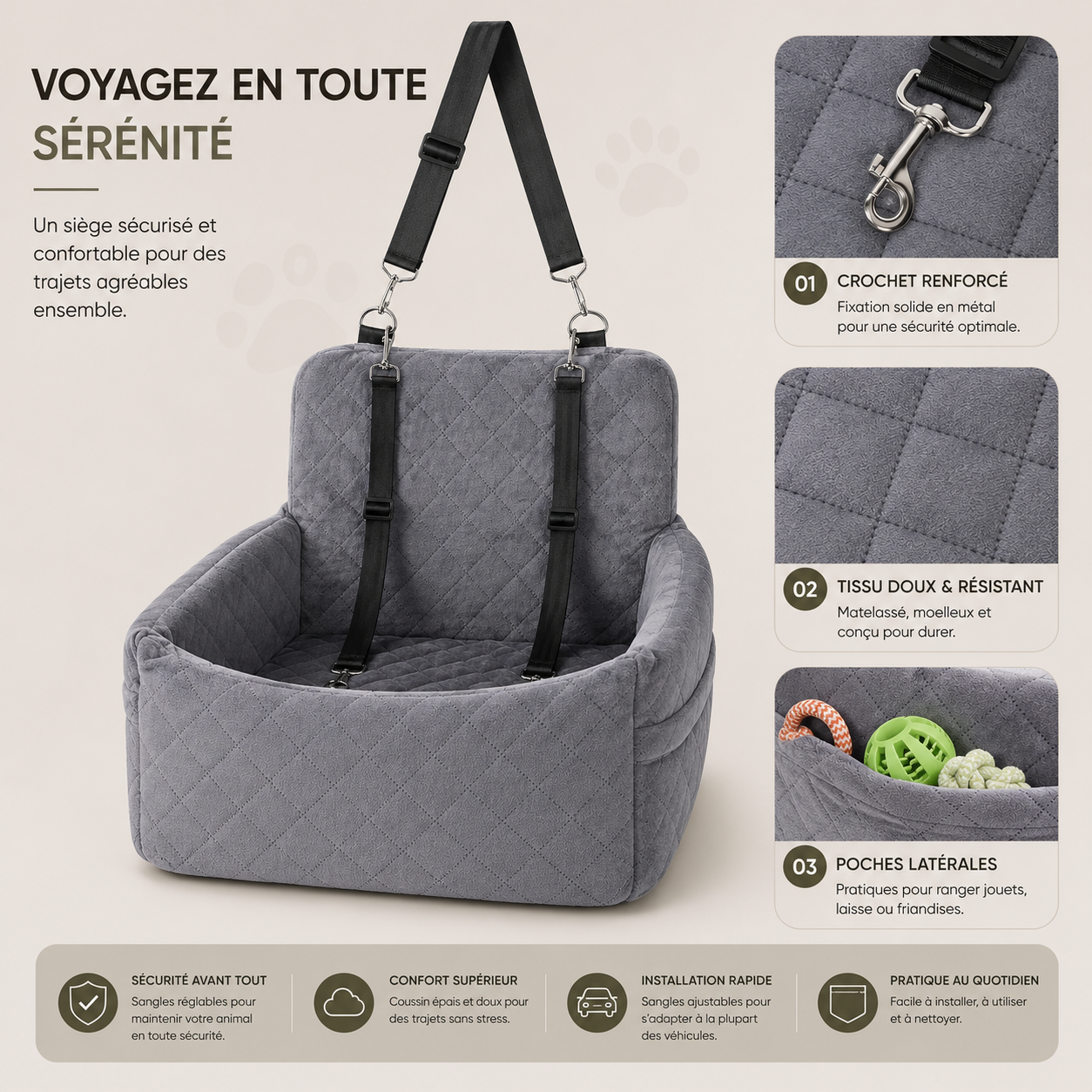 Siège Auto Cocoon pour Petit Chien