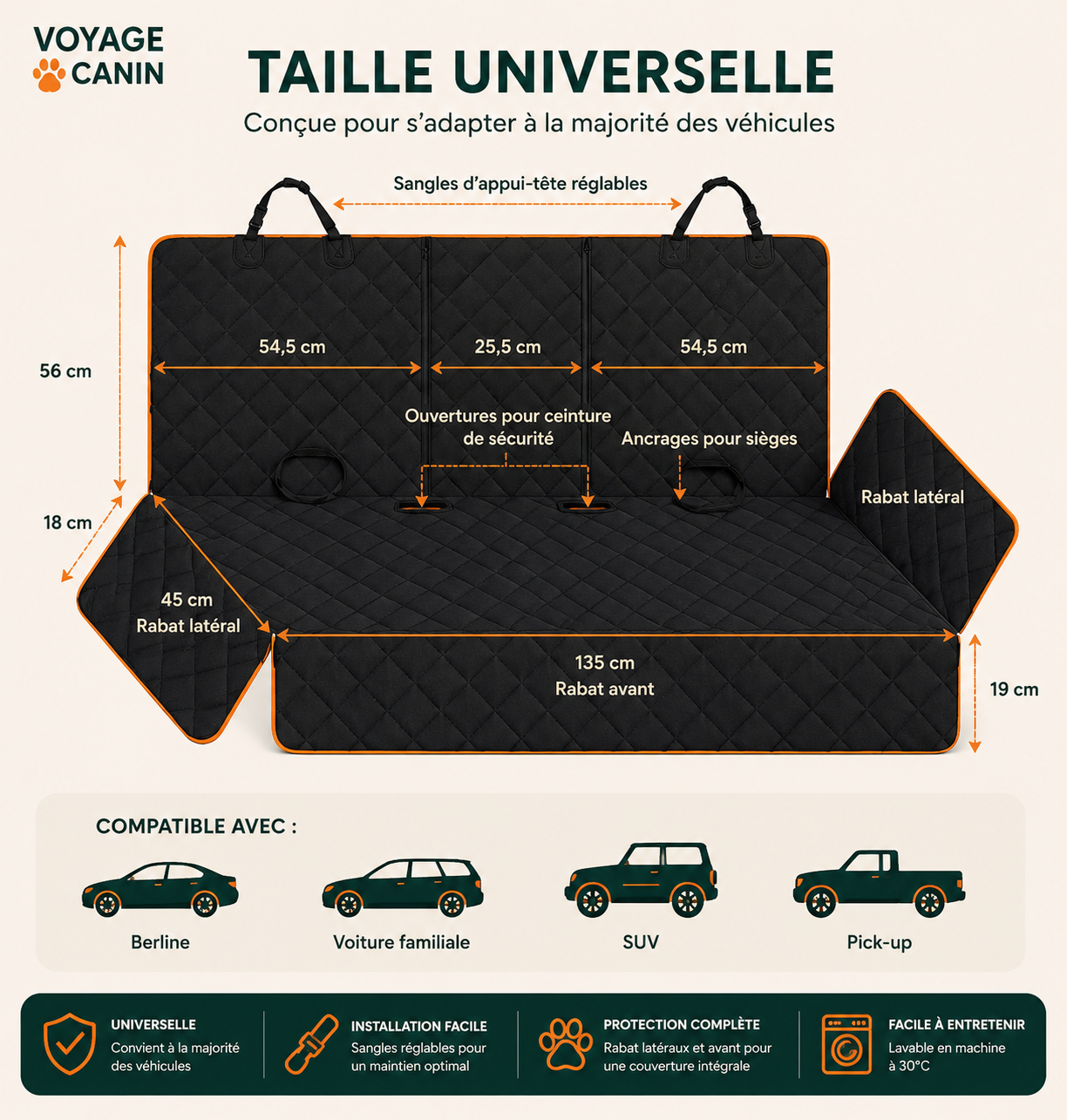Housse de Banquette Arrière pour Chien